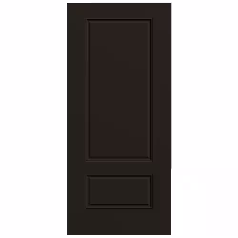 JELD-WEN 36 in. x 80 in. 2 Panel Universal/Reversible Handing Euro Black Steel Front Door Slab