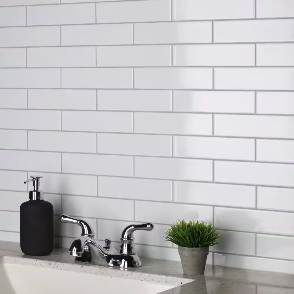 Merola Tile Metro Soho Subway Glossy White 1-3/4 in. x 7-3/4 in. Ceramic Floor and Wall Tile (3.0 sq. ft./Case)