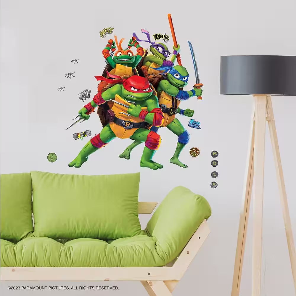 RoomMates TeenageÂ MutantÂ Ninja Turtles GreenÂ MutantÂ MayhemÂ GroupÂ Giant Vinyl Peel and Stick Wall Decals