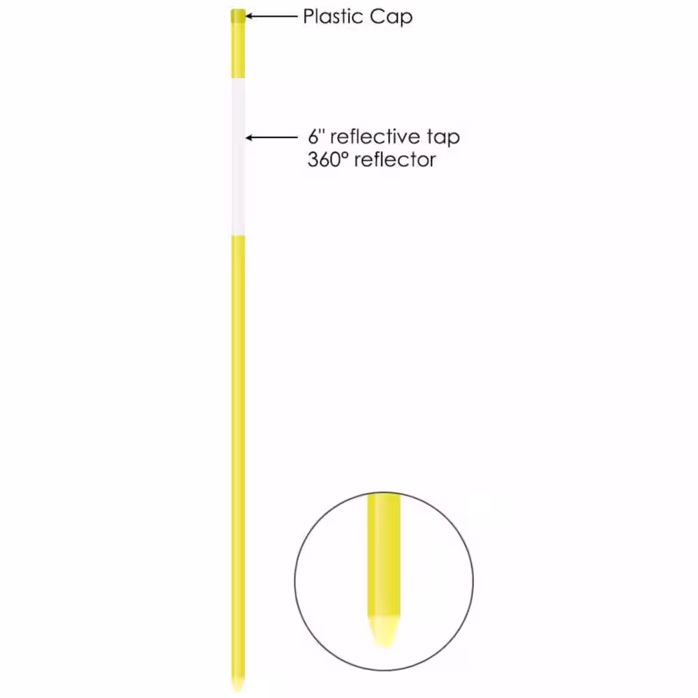 None 48 in. Solid Driveway Reflectors Safety Shaft Snow Poles Stakes 5/16 in. Dia Yellow (50-Pack)