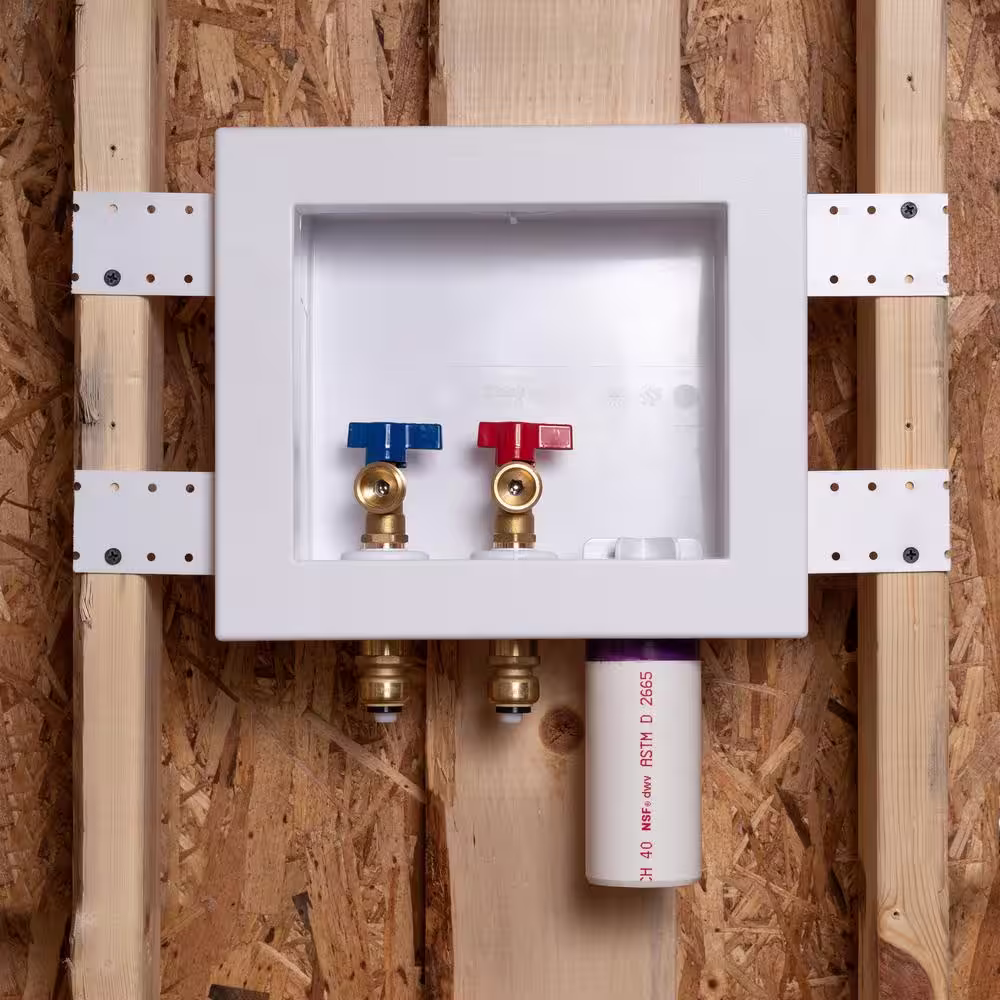 Oatey Quadtro 2 in. Push Connect Plastic Washing Machine Outlet Box with 1/4 in. Turn