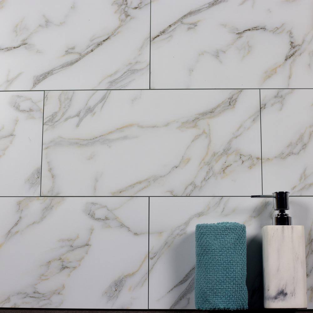 ABOLOS Tuscan Design Calacatta Gold Large Format Subway 8 in. x 16 in. Glass Wall Tile (5.33 sq. ft./Case)