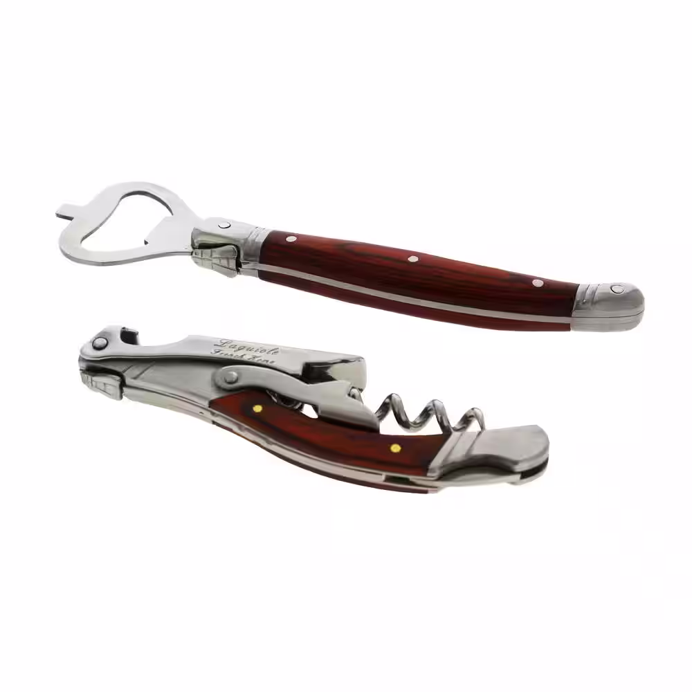 None Laguiole 2-Piece Bottle Opener Bar Set with Pakkawood Handles