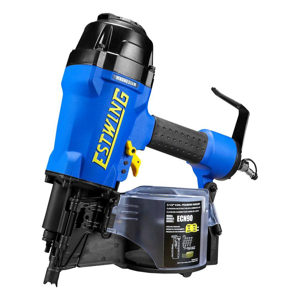 Estwing Pneumatic 15-Degree 3-1/2 in. Coil Framing Nailer with 1/4 in. NPT Industrial Swivel Fitting and Bag
