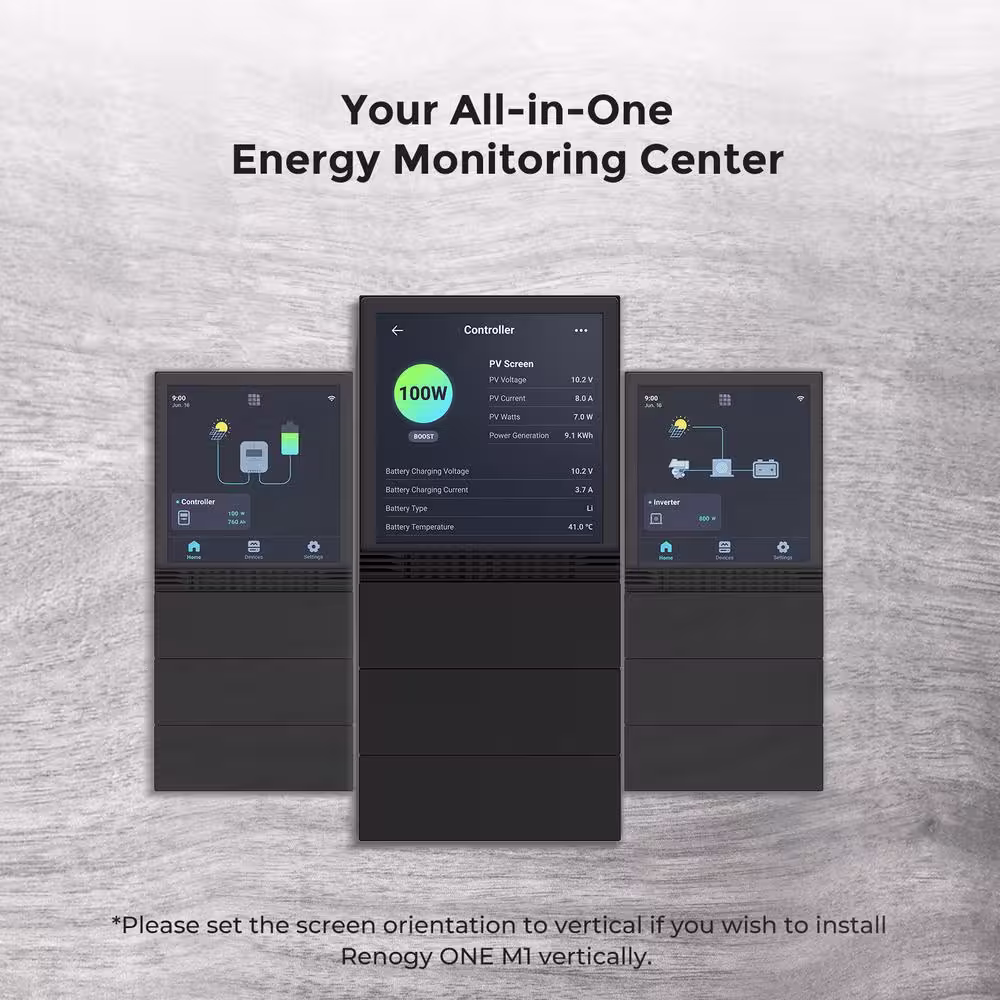 Renogy One M1 Smart Panel with All-in-One Energy Monitoring 4 in. Touch Screen, for RV and Off-Grid Home, Wi-Fi Version