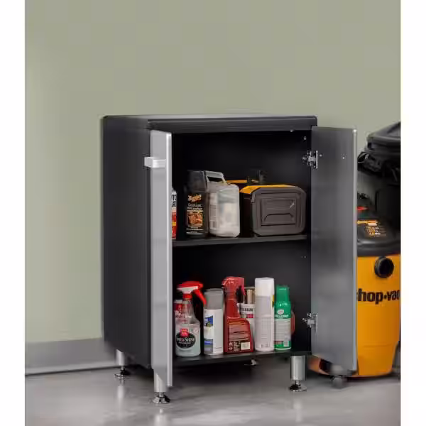 Tuff Stor Metallic Series 35 in. H x 24 in. W x 21 in. D 2-Door Base Cabinet for Garage