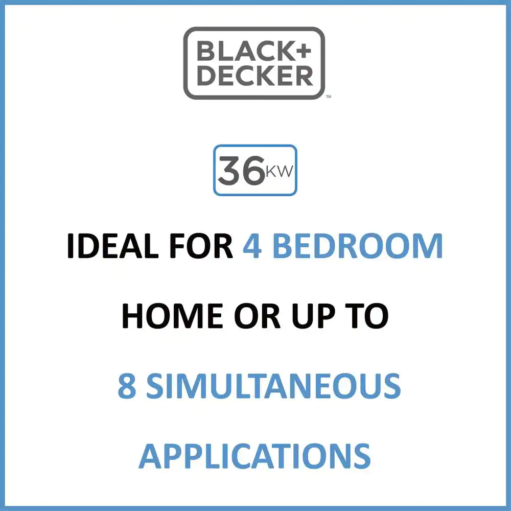 BLACK+DECKER 36 kW 6.2 GPM Residential Electric Tankless Water Heater, Ideal for 4 Bedroom Home, Up to 8 Simultaneous Applications