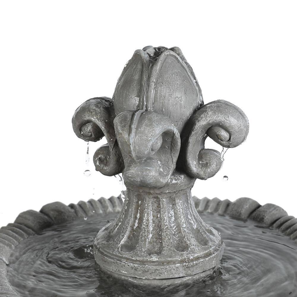 LuxenHome Gray Polyresin Outdoor Tiered Fountain