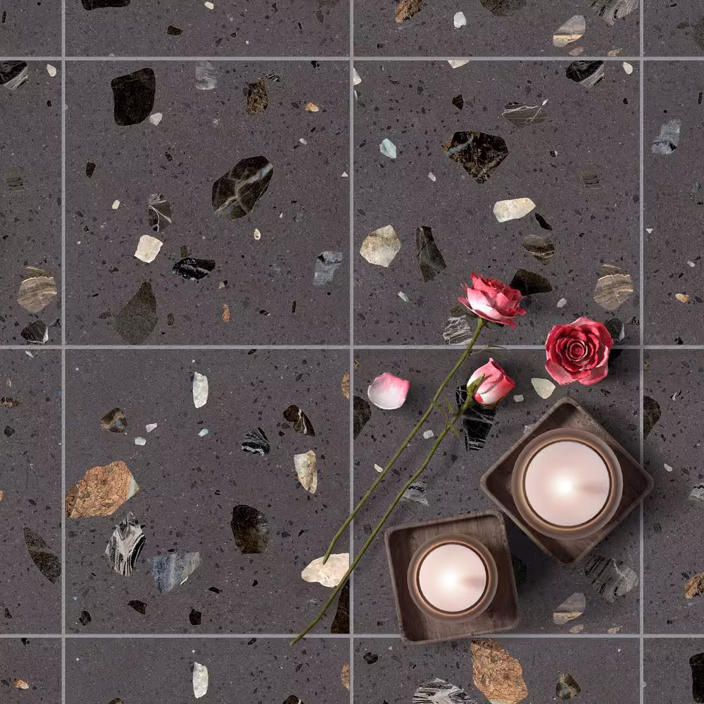 MOLOVO Terrazo Cacao Gray  8.03 in. x 8.03 in. Matte Porcelain  Floor and Wall Tile (11.19 sq. ft./Case)