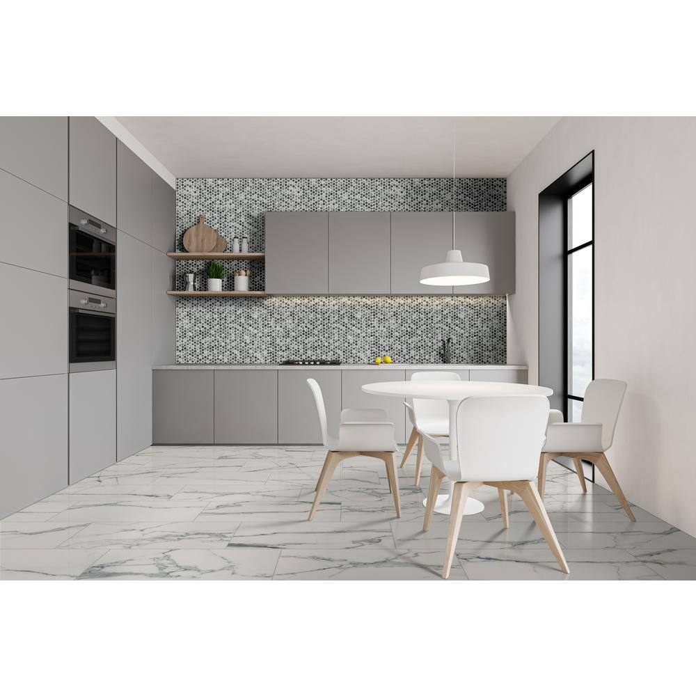 MSI Penny Round Grigio Mix 12 in. x 13 in. x 6 mm Glazed Ceramic Mesh-Mounted Mosaic Tile (14.36 sq. ft. / case)