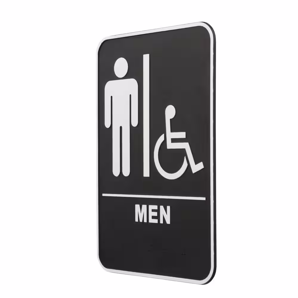 Everbilt 6 in. x 9 in. Men with Handicap Accessible Symbol Acrylic Restroom Sign with Braille