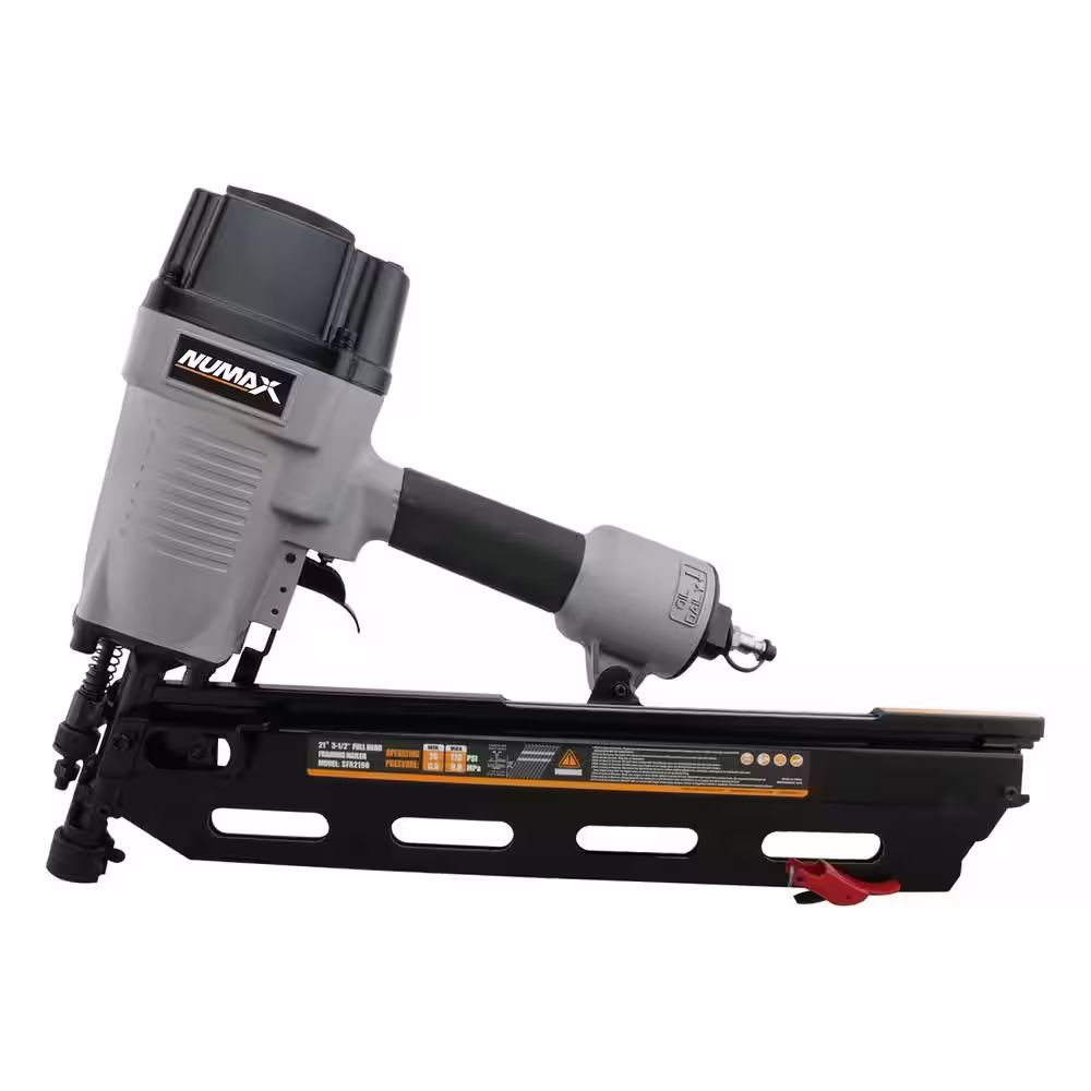 NuMax Pneumatic 21 Degree 3-1/2 in. Full Round Head Framing Nailer with Nails (500-Count)