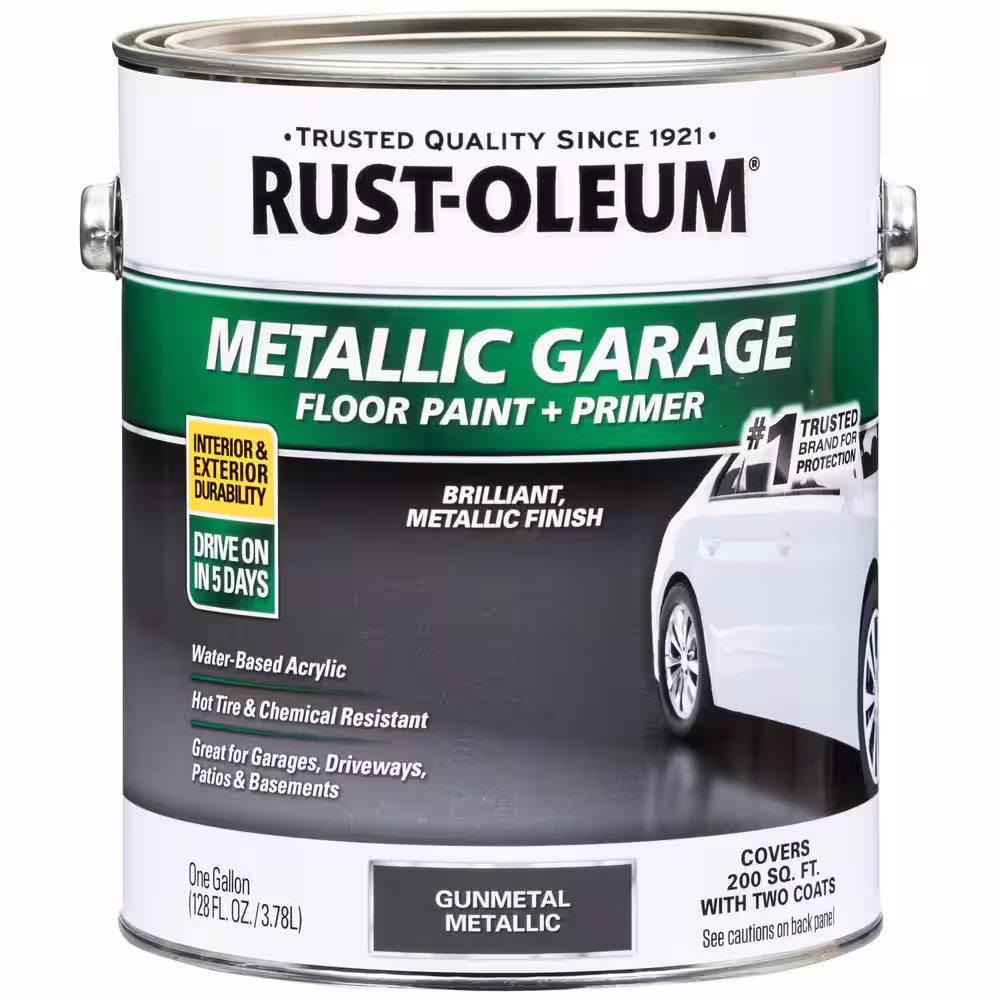 Rust-Oleum 1 Gal. Metallic Gunmetal Concrete Floor Interior/Exterior Paint and Primer (2-Pack)