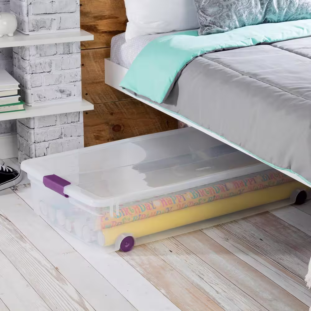 Sterilite 60 Qt. ClearView Latch Lid Wheeled Underbed Box