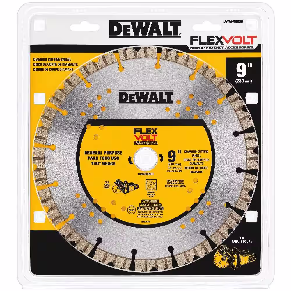 DEWALT Flexvolt 9 in. Diamond Concrete Cutting Cut-Off Saw Blade