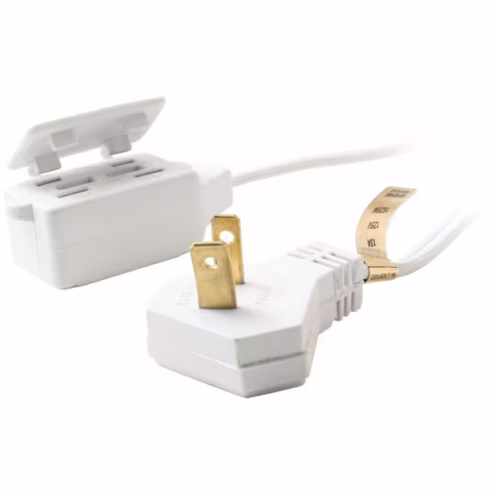 Axis 6 ft. 16/2 White 3-Outlet Wall Hugger Indoor Extension Cord