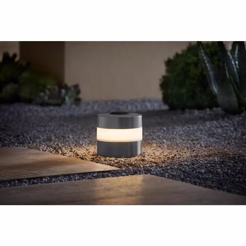 Hampton Bay Lakeview 25-Watt Equivalent Low Voltage Silver Hardwired LED Weather Resistant Outdoor Path Light