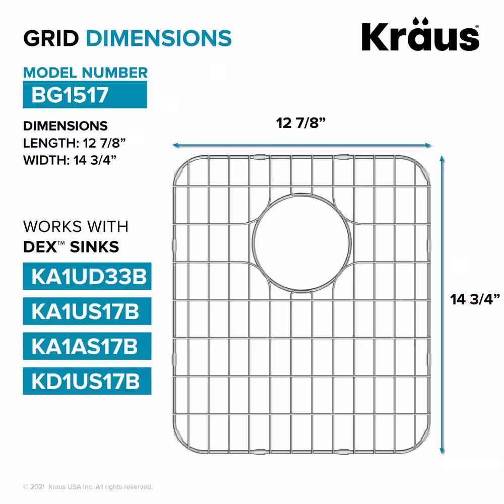 KRAUS Dex 12.8 in. x 14.8 in Kitchen Sink Bottom Grid
