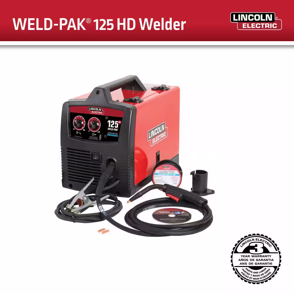 Lincoln Electric 125 Amp Weld-Pak 125 Flux-Core Wire Feed Welder, 115V (No Gas)