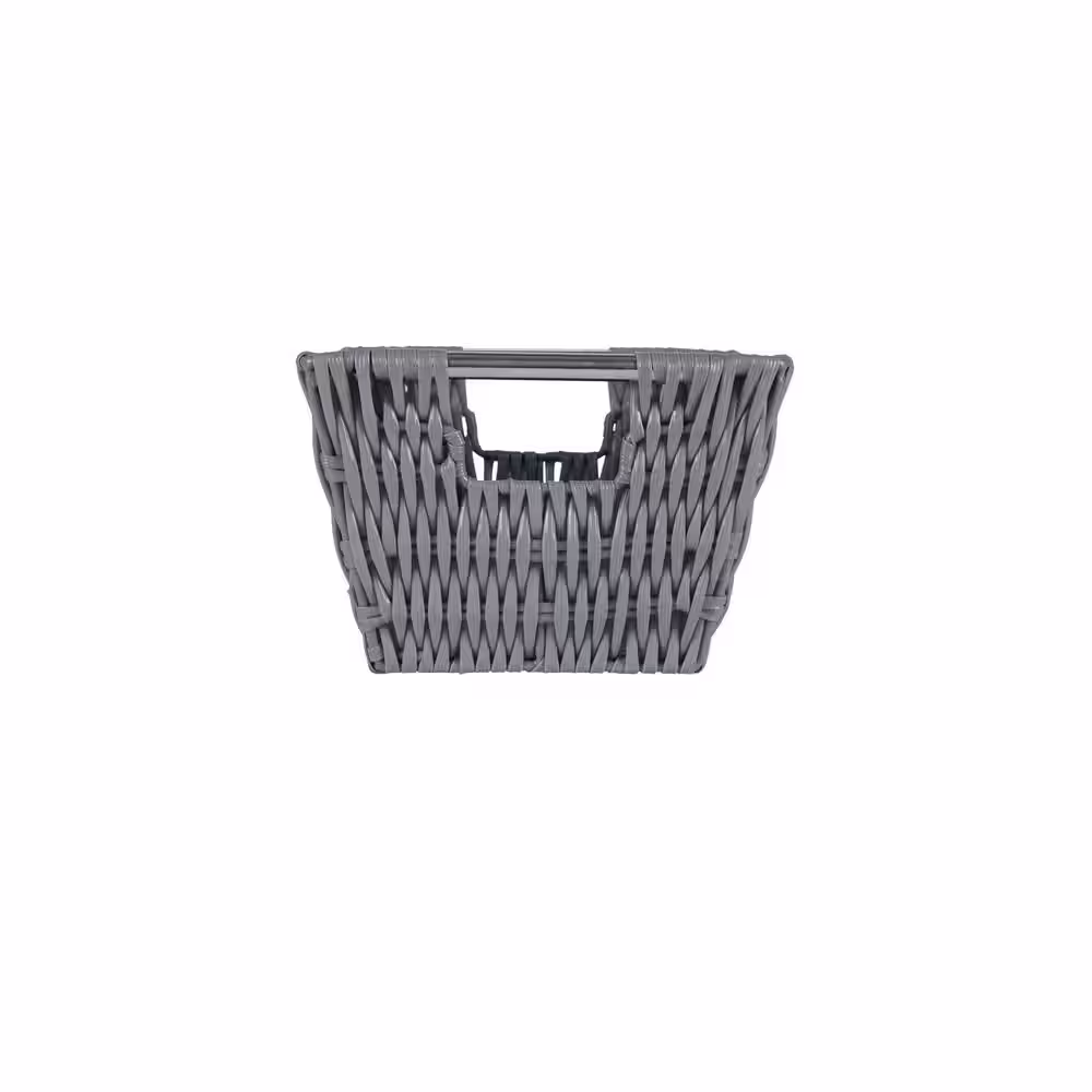 SIMPLIFY 4.5 in. x 6.5 in. Gray Small Shelf Storage Rattan Tote Basket