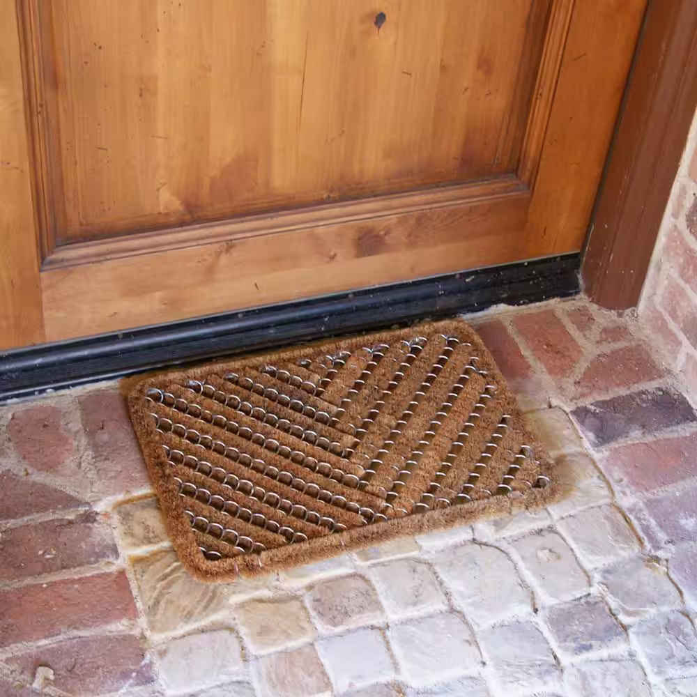 Rubber-Cal Herringbone Tan 18 in. x 30 in. Coir Boot Scraper Mat