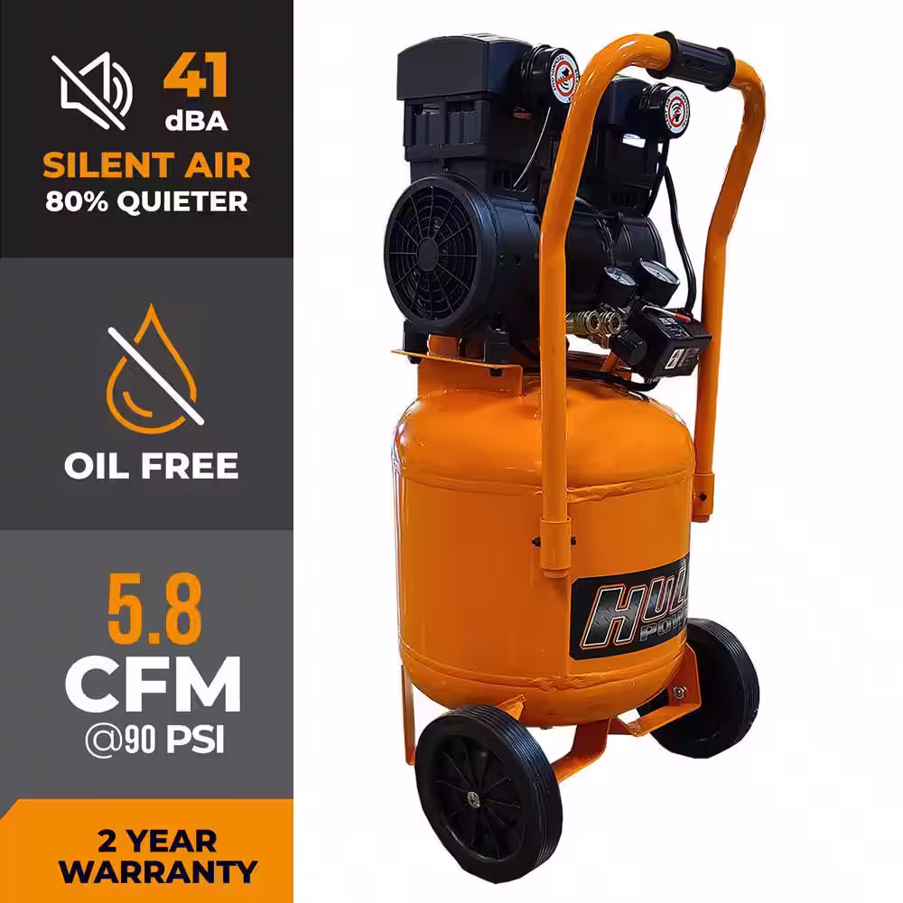 HULK POWER 10 Gal. 2 HP Portable Electric-Powered Vertical Silent Air Compressor