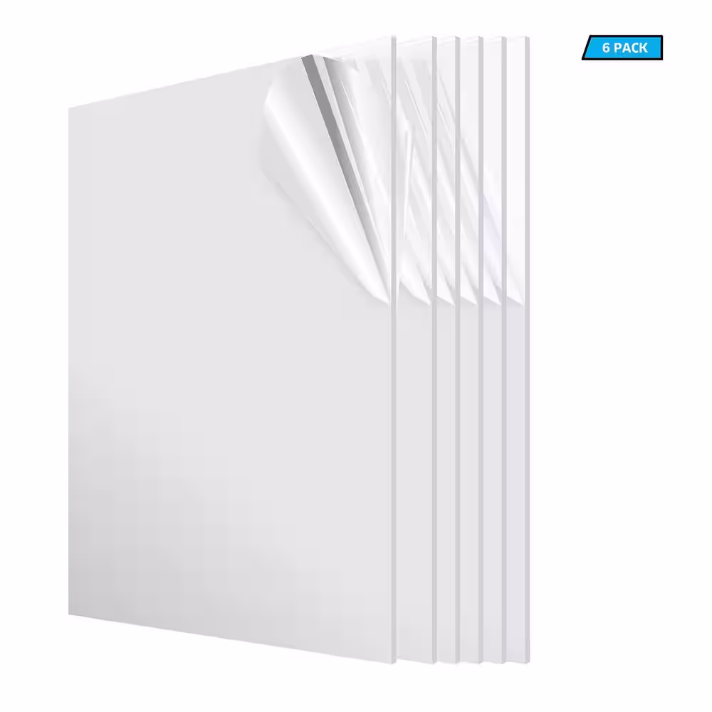 AdirOffice 24 in. x 48 in. x 0.093 in. Clear Plexiglass Acrylic Sheet (6-Pack)