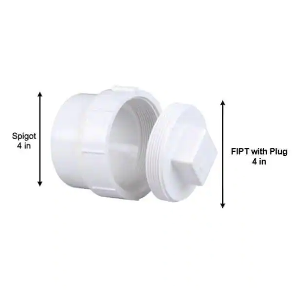 NIBCO 4 in. PVC DWV Spigot x Cleanout with Plug Adapter Fitting