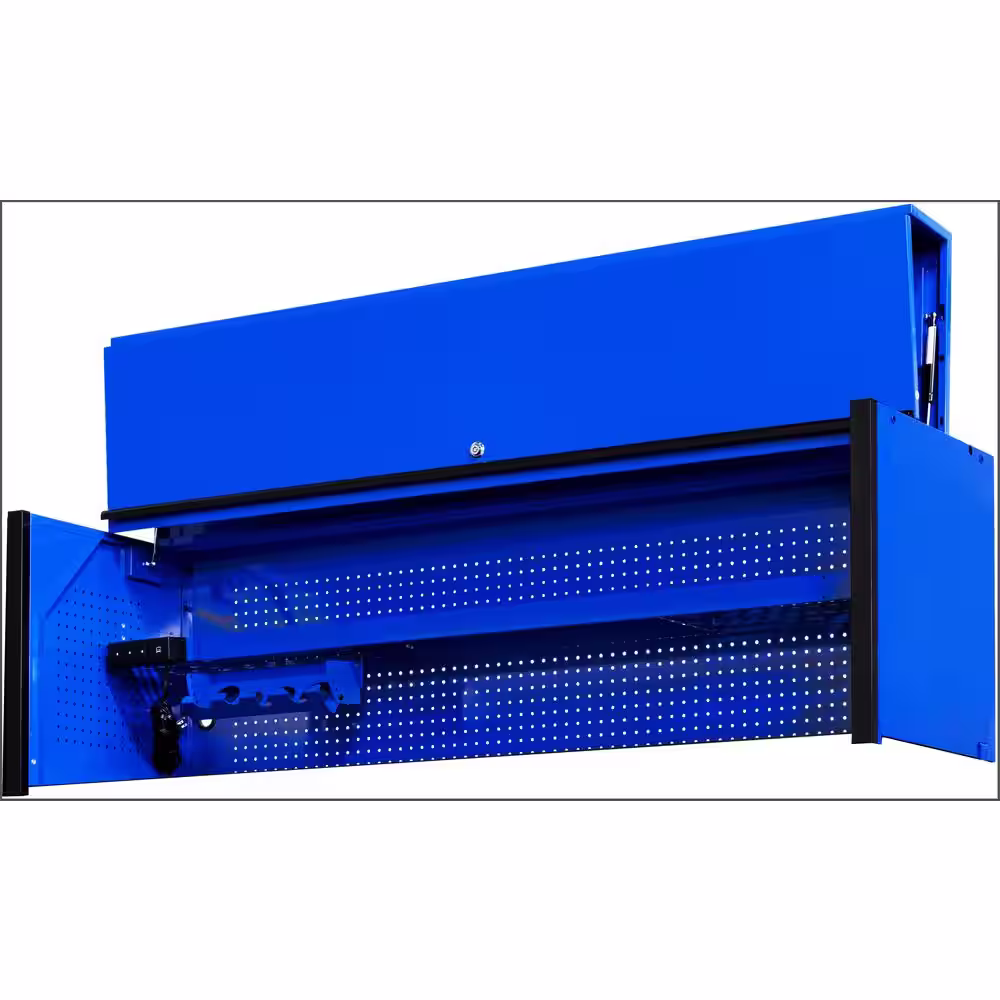 Extreme Tools DX Series 72 in. 0-Drawer Extreme Power Workstation Hutch in Blue with Black Handle