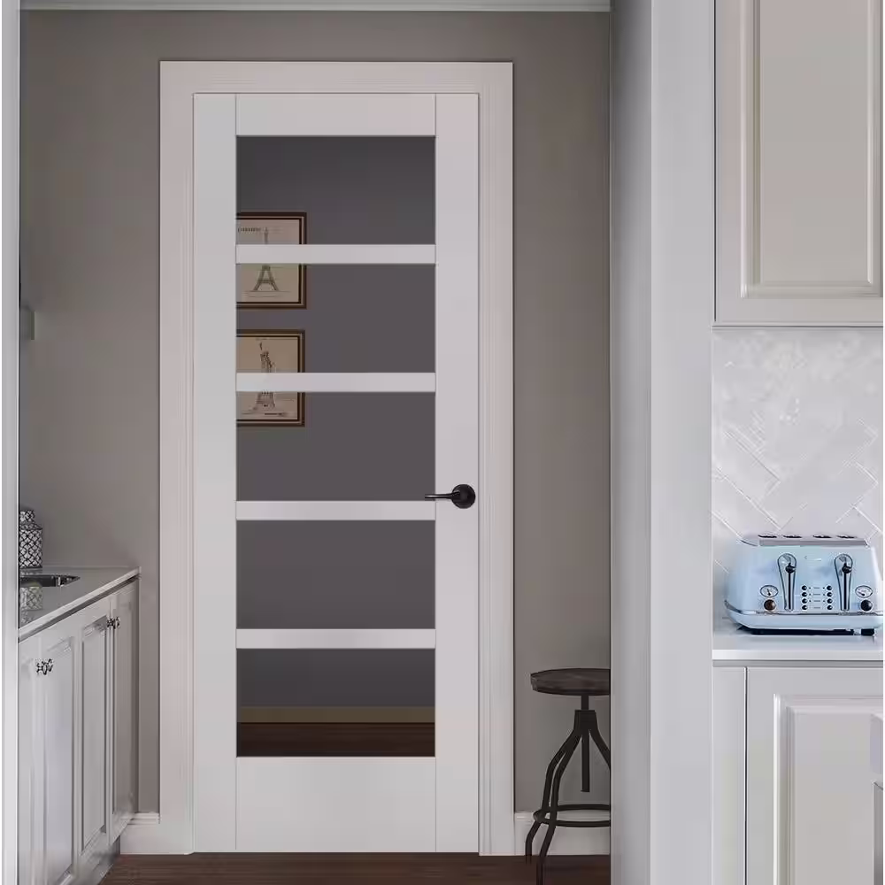 JELD-WEN 32 in. x 80 in. MODA Primed PMC1055 Solid Core Wood Interior Door Slab w/Clear Glass
