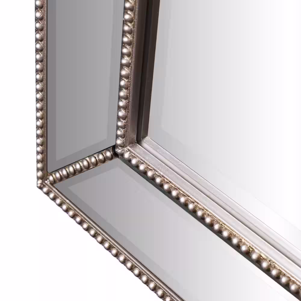 Deco Mirror 30 in. W x 42 in. H Framed Rectangular Beveled Edge Bathroom Vanity Mirror in Champagne Silver