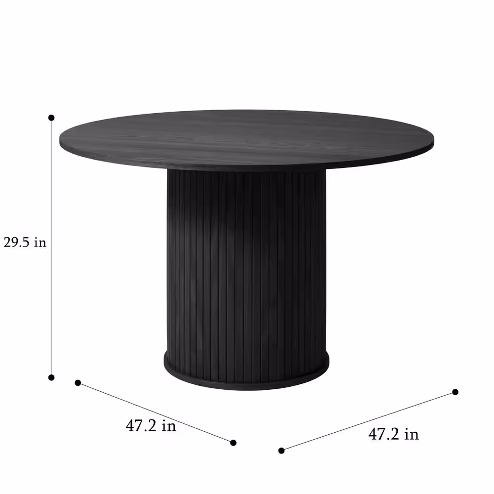 None Nebula 47 in Round Black Oak Wood Table (Seats 4)