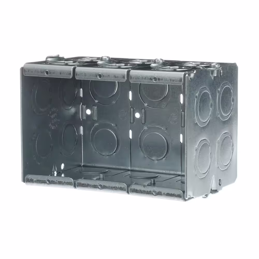 Steel City 3-Gang 71 cu. in. New Work Pre-Galvanized Metal Gangable Masonry Box