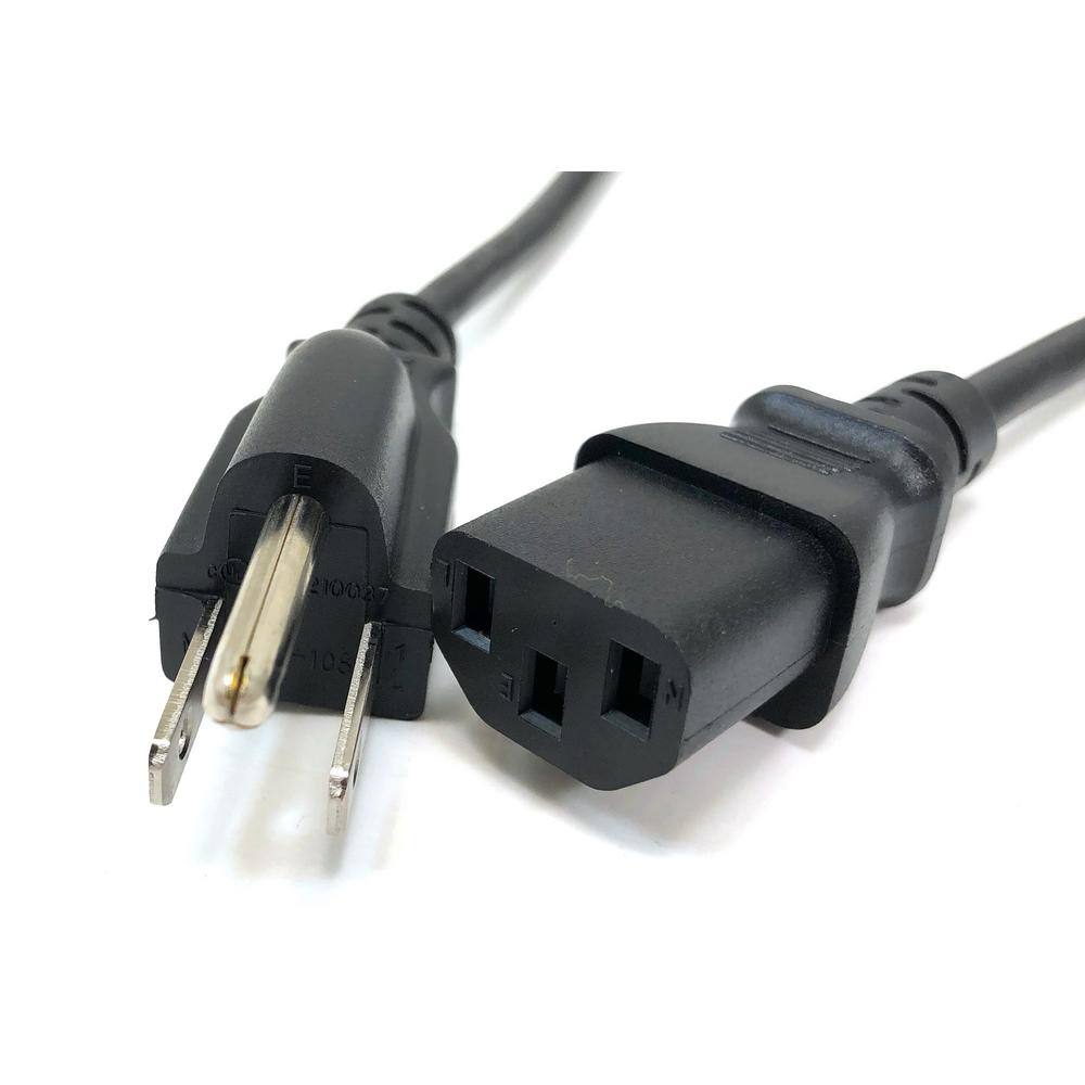 Micro Connectors, Inc 15 Feet Universal AC Power Cord UL Approved NEMA 5-15P to C13 Black/ 2-Pack