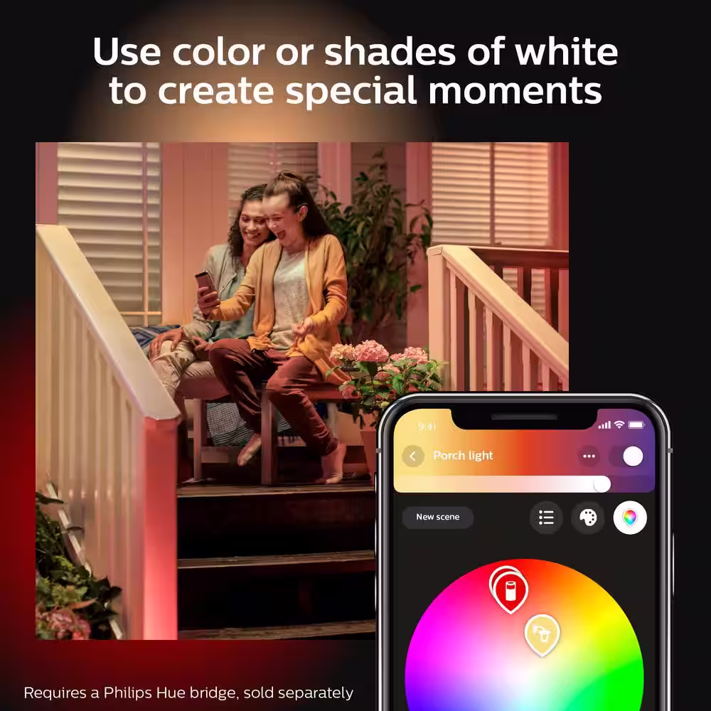 Philips Hue Econic Outdoor Smart Color Changing Wall Down Light Lantern with Integrated LED (1-Pack)