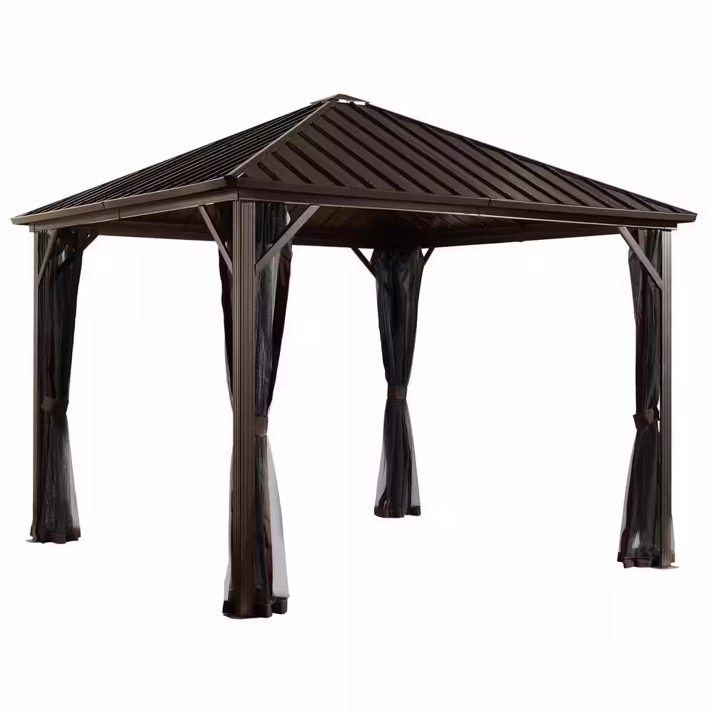 Sojag Dakota 8 ft. x 8 ft. Dark Brown Rustproof Aluminum Framed Gazebo