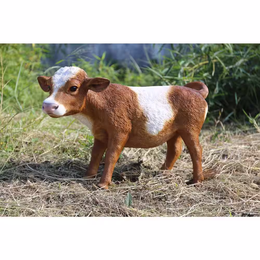 Hi-Line Gift Brown and White Cow Standing Statue