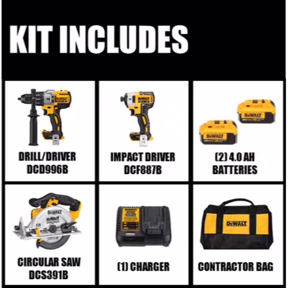 DEWALT 20V MAX XR Cordless Brushless 2 Tool Combo Kit, Cordless 6.5 in. Circular Saw, and (2) 20V 4.0Ah Batteries and Charger