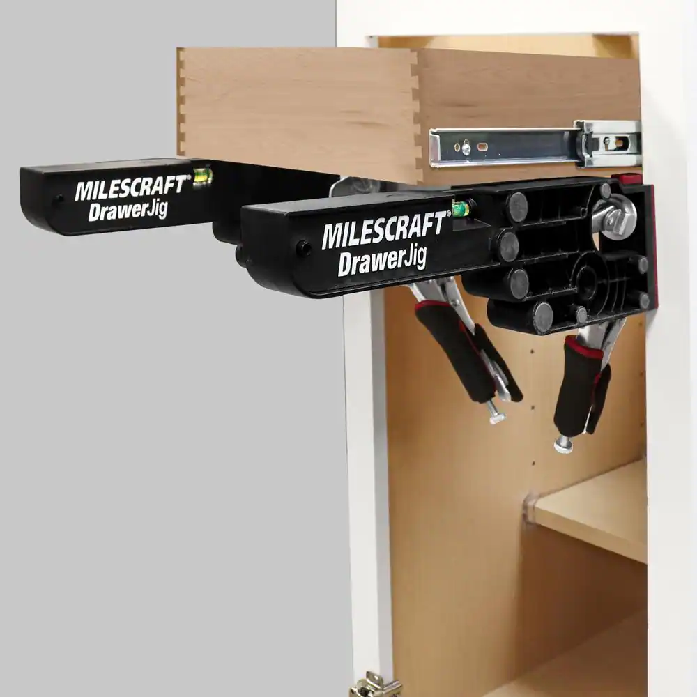 Milescraft Drawer Jig - Reversible Drawer Slide Jig for Drawer Installation with Easy-Align Tabs, Fences, and Level