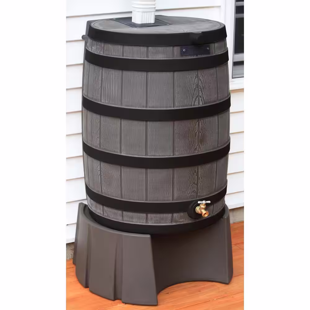 Rain Wizard 50 Gal. 12.5 in. Rain Barrel Stand in Oak