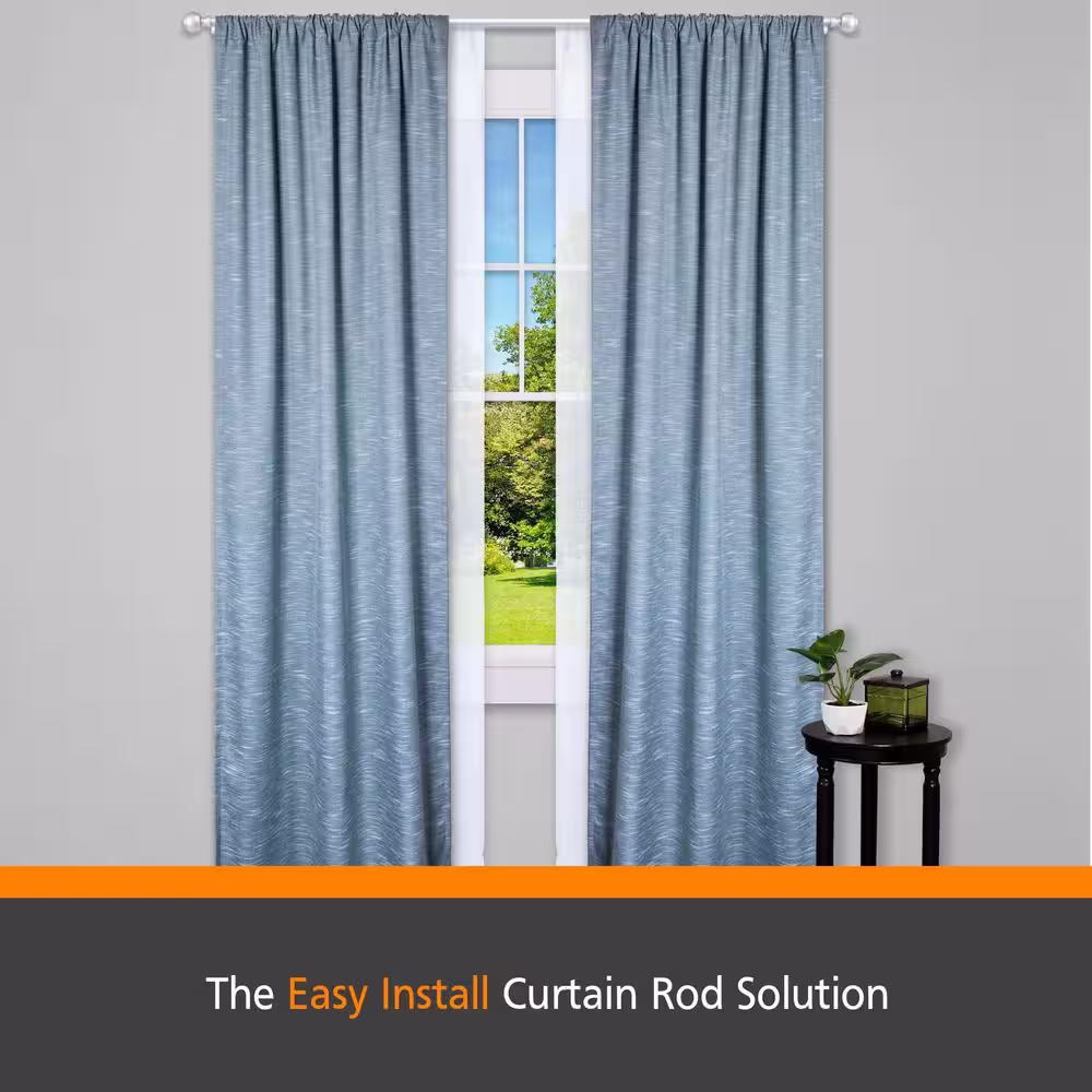 Kenney Fast Fit Easy Install Buchanan 66 in. - 120 in. Adjustable Double Curtain Rod 5/8 in. Dia., Satin Nickel with Finials
