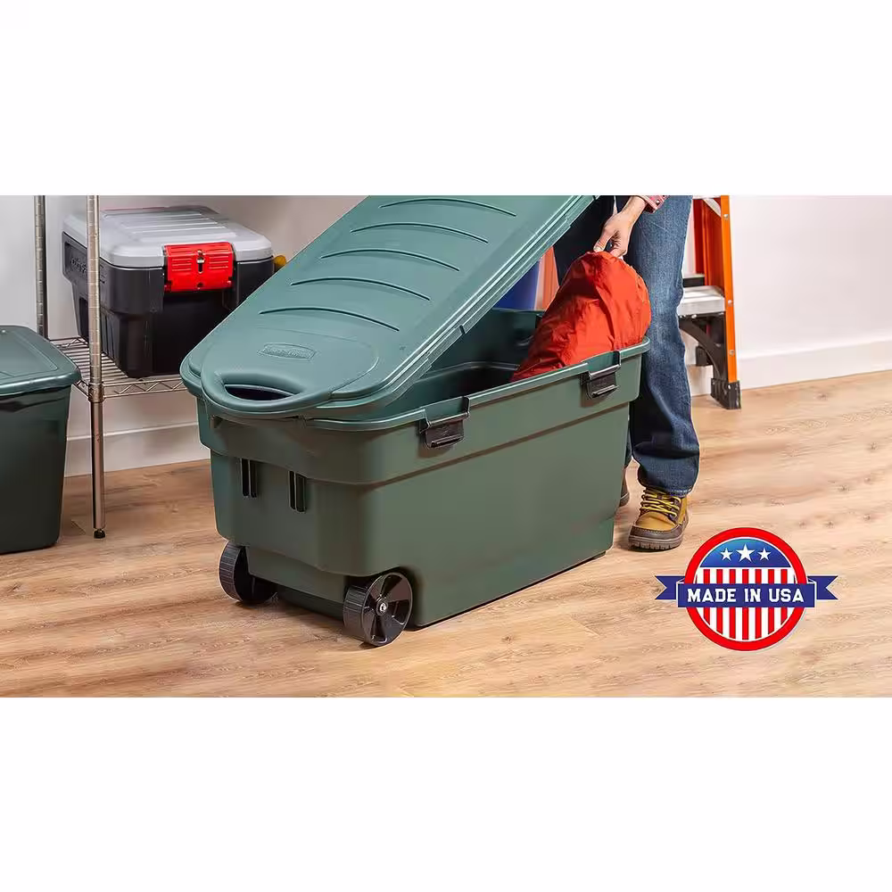 Rubbermaid ECOSense 40 Gal Wheeled Storage Totes w/ Lids, Eco Green, 2-Pack