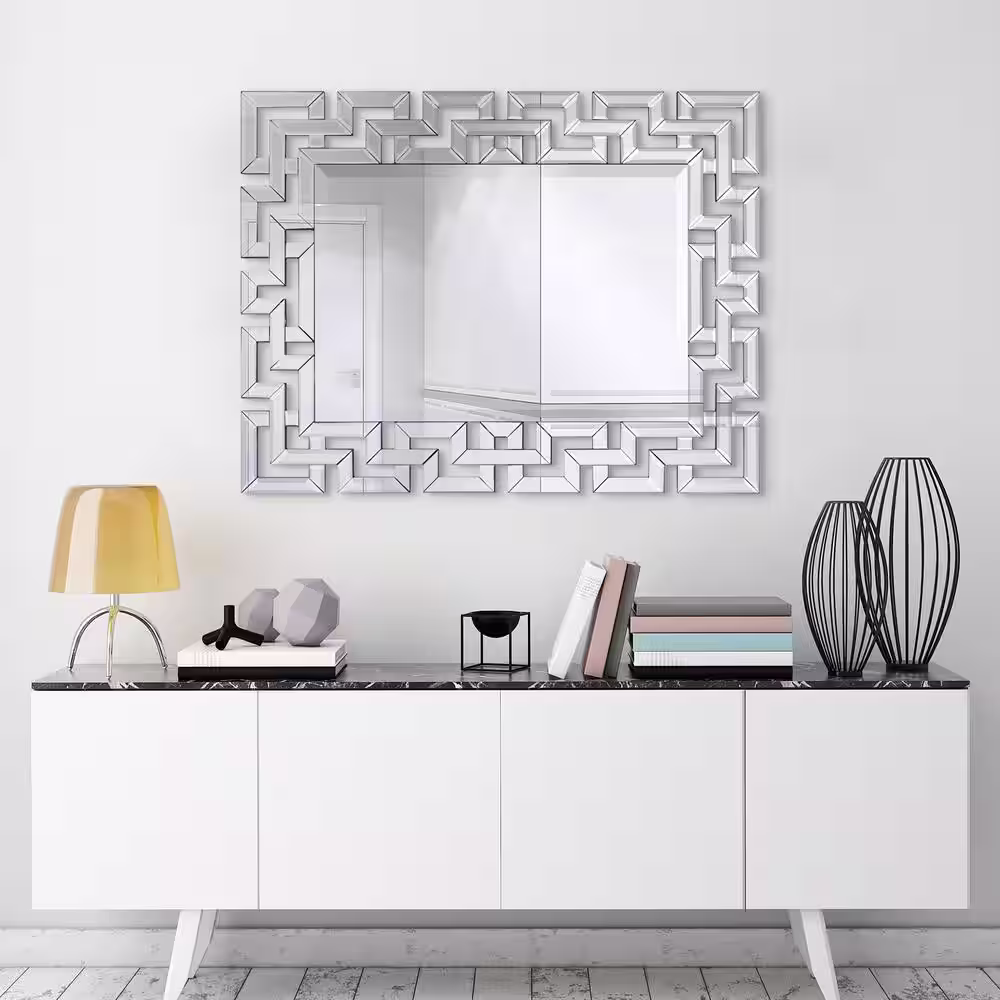 Empire Art Direct Medium Rectangle Clear Beveled Glass Modern Mirror (31 in. H x 40 in. W)