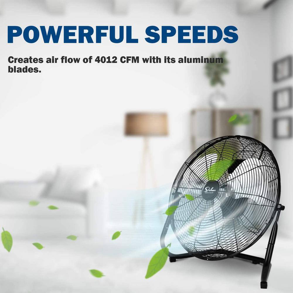 None 18 in. 3-Speed High-Velocity Heavy Duty Metal Industrial Floor Fans in Black Quiet for Home Commercial Use (2-Pack)