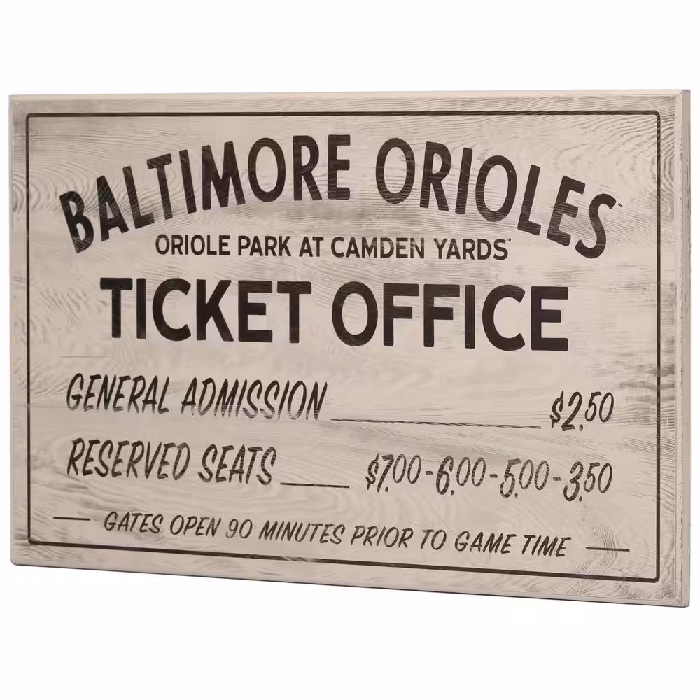 Open Road Brands Baltimore Orioles Vintage Ticket Office Wood Wall Decor