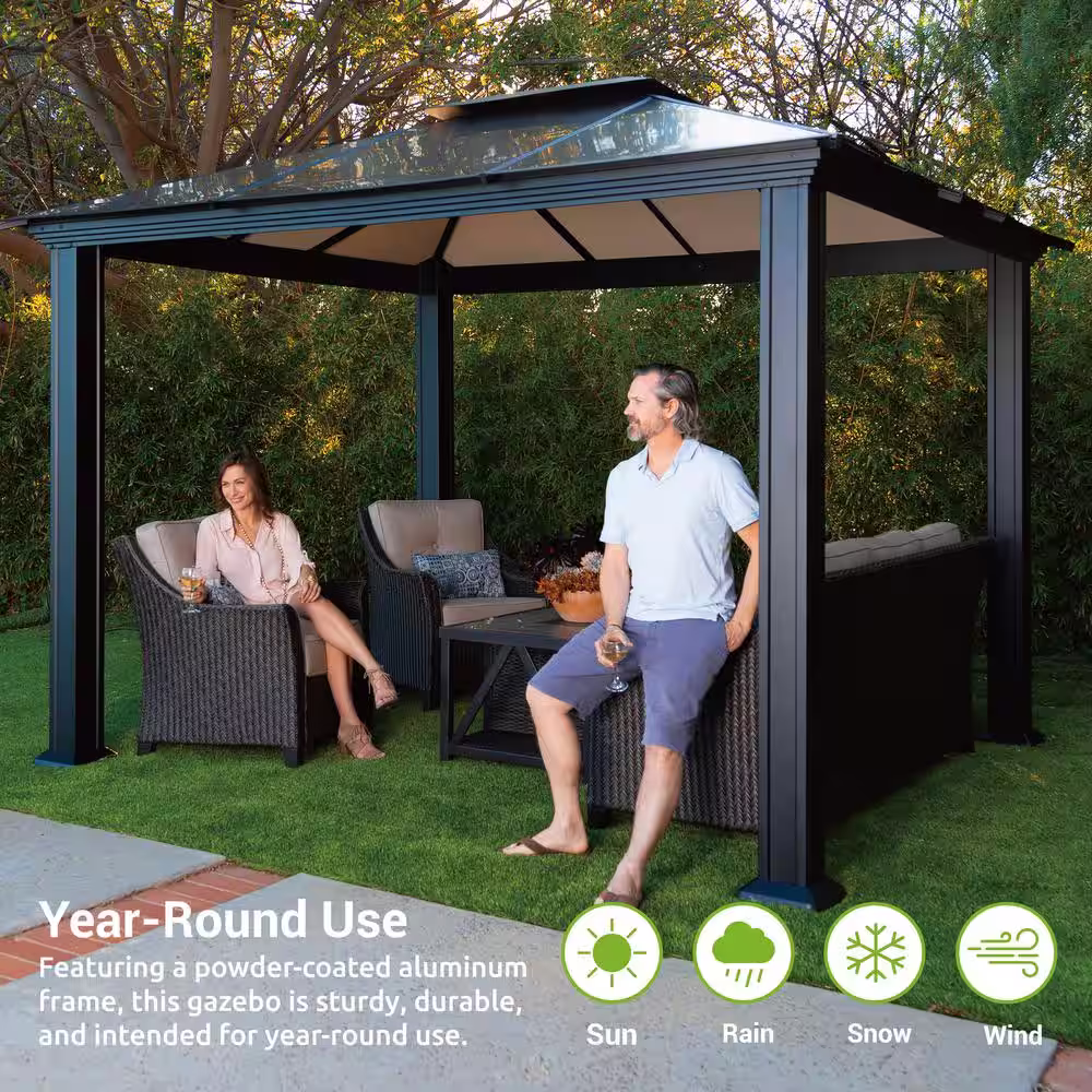 Paragon Outdoor Santa Monica 10 ft. x 12 ft. Black Frame with Mosquito Netting