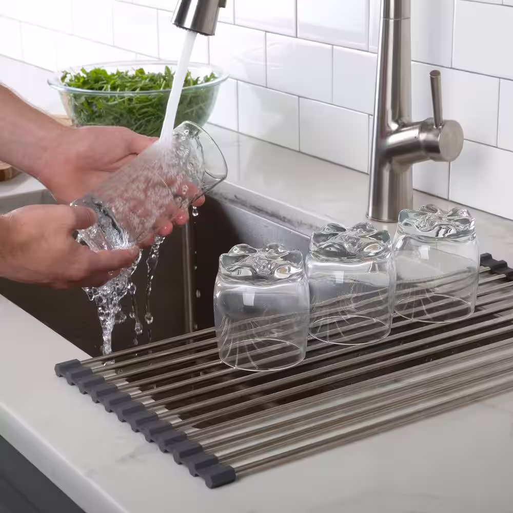 Kitchen Details Grey Roll Up Over the Sink Drying Rack