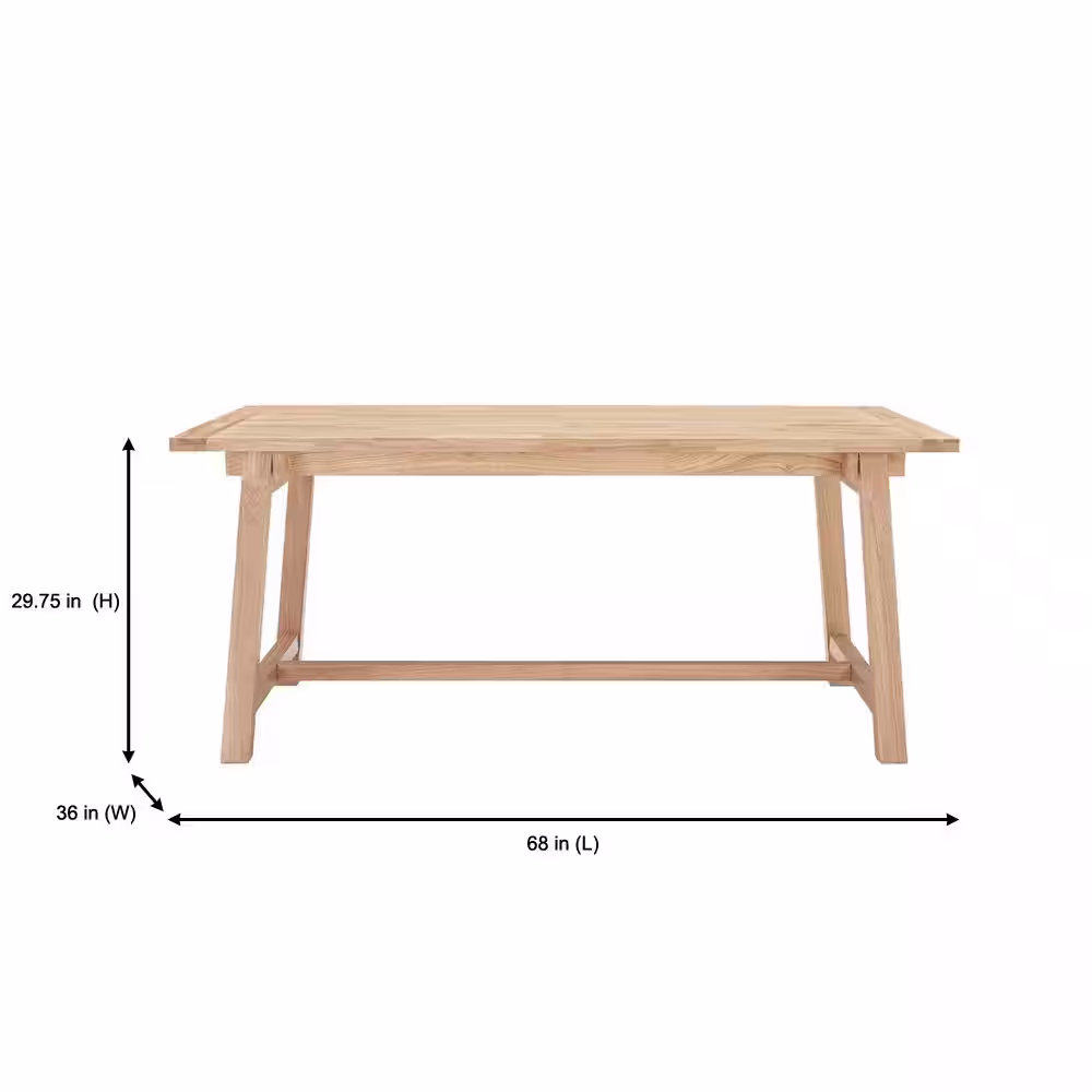 StyleWell Rectangular Trestle Unfinished Natural Pine Wood Table for 6 (68 in. L x 29.75 in. H)