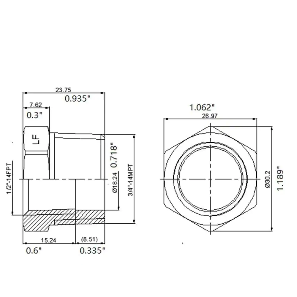 Everbilt 3/4 in. MIP x 1/2 in. FIP Brass Bushing Fitting