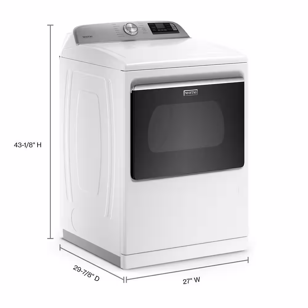 Maytag 7.4 cu. ft. 120-Volt Smart Capable White Gas Vented Dryer with Steam and Hamper Door, ENERGY STAR